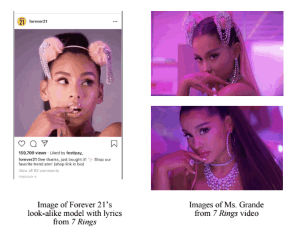 Celebrity trademark infringement lawsuit Ariana Grande vs. Forever 21 - L.A. Tech and Media Law Blog, Beverly Hills Celebrity Lawyer, Santa Monica Tech Startup Law Firm, Los Angeles Technology Attorney